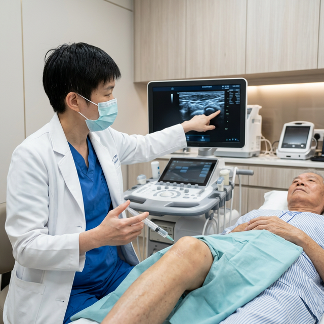 Dr. Jerri performing knee injection