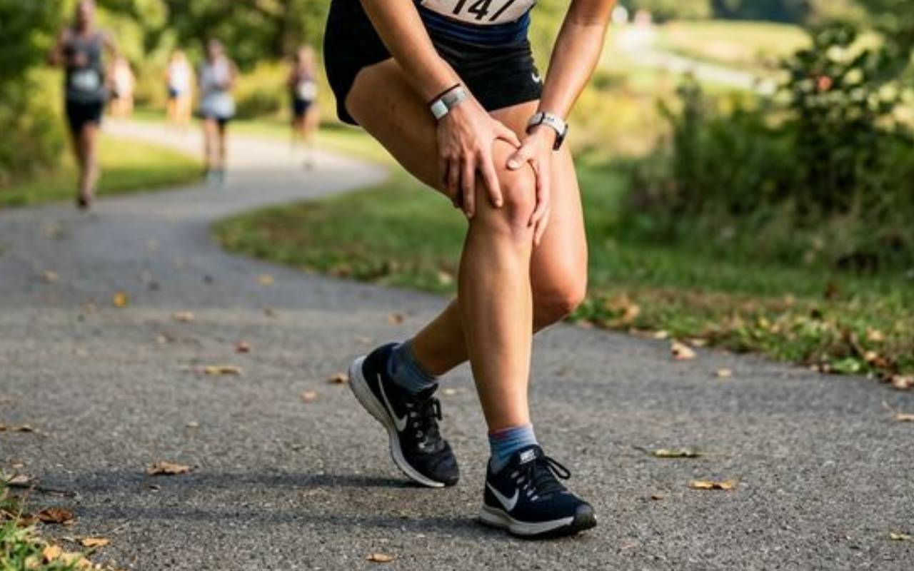 Athlete experiencing sudden knee pain during physical activity
