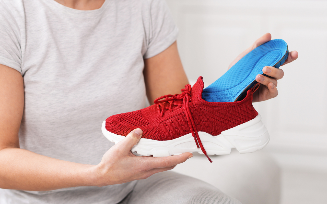 Custom orthopaedic insoles used to support the arch and relieve plantar fasciitis pain